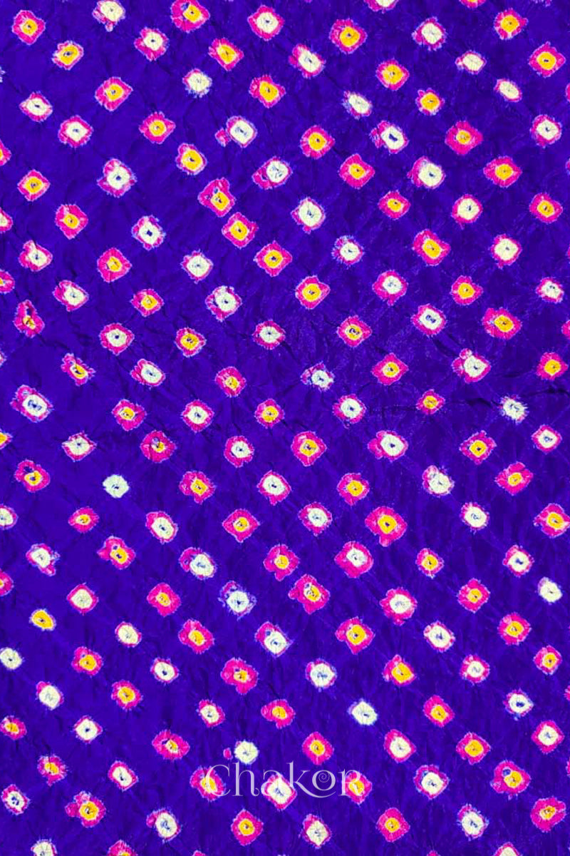 Purple Bandhani Silk Blouse Fabric - 75 cms
