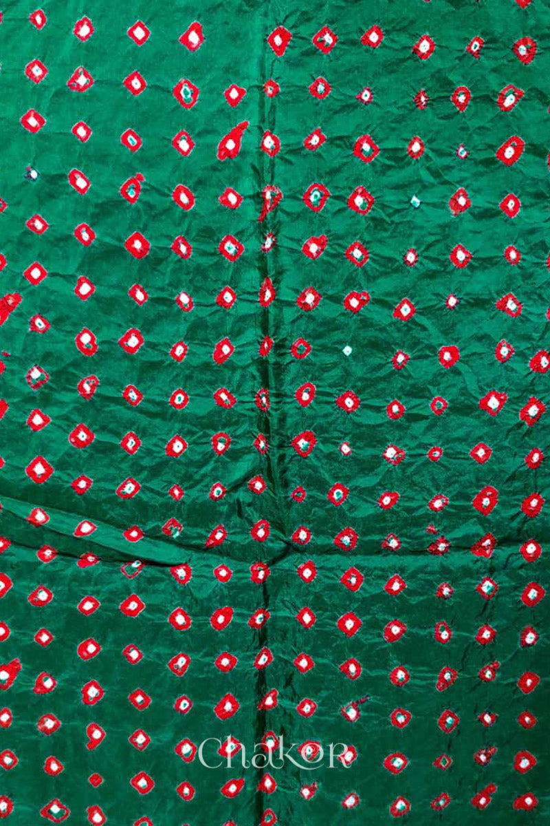 Green Bandhani Silk Blouse Fabric - 75 cms