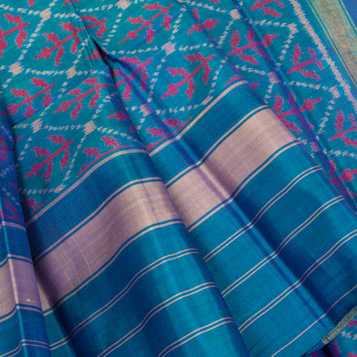 Blue Patola Mulberry Silk Dupatta