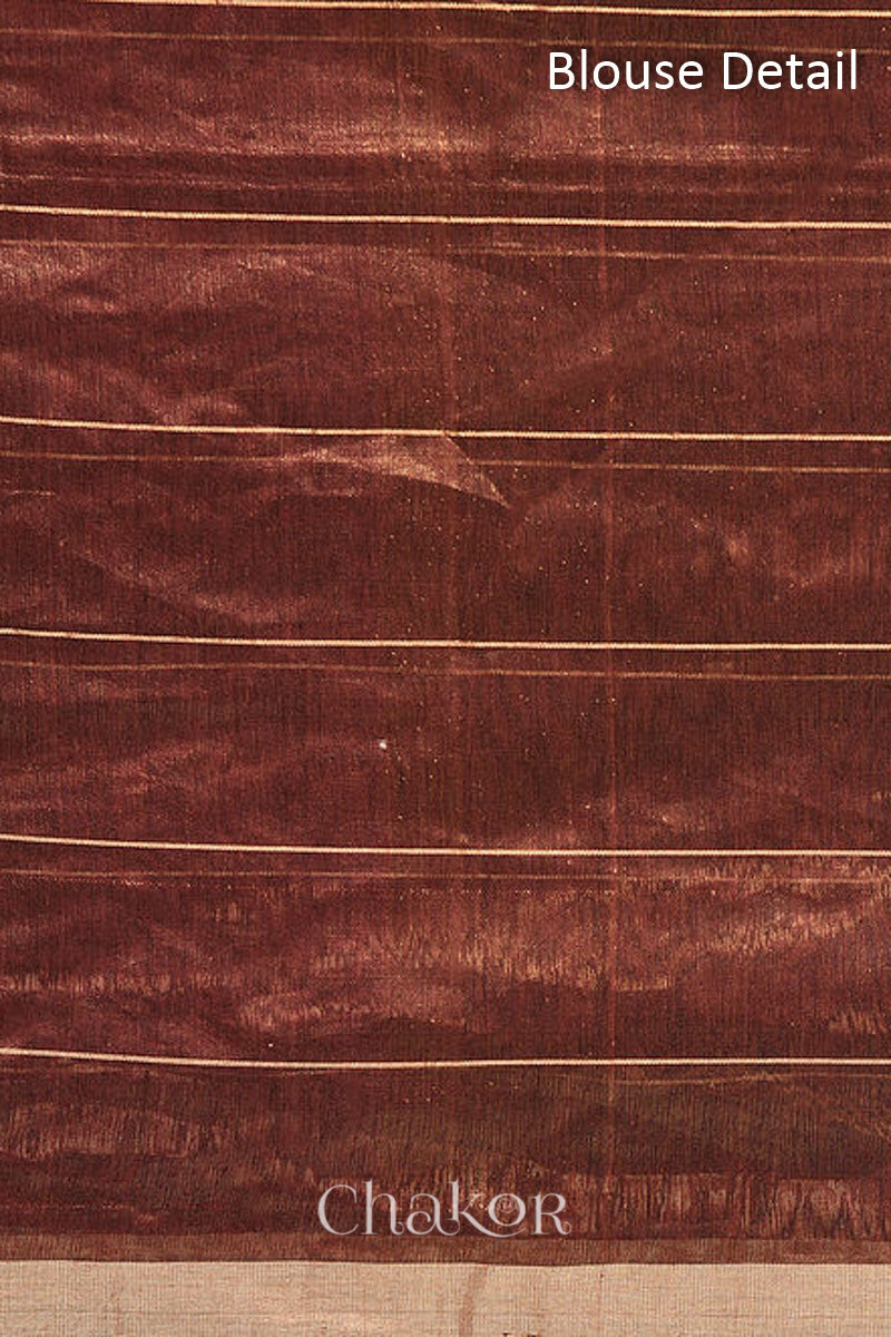 Chakor's Maroon Chanderi Silk Cotton Saree with woven tissue zari chex.. 