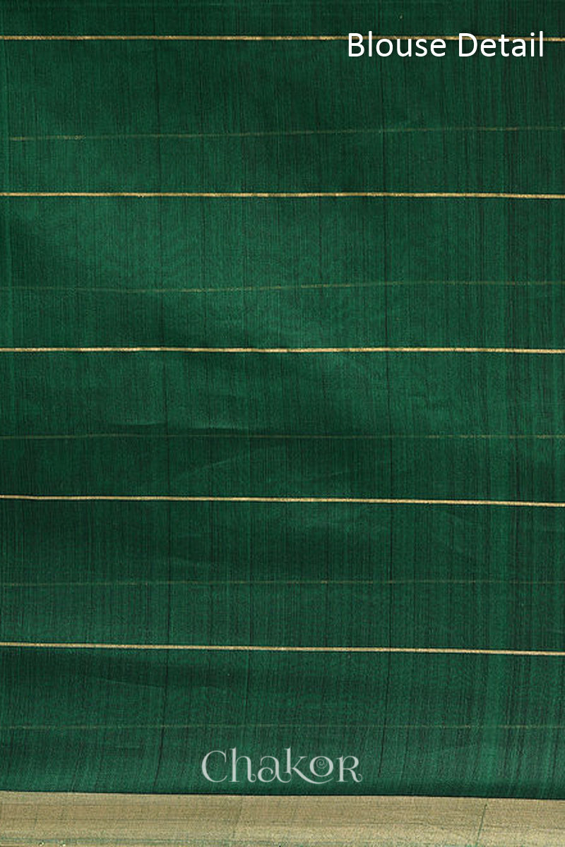 Chakor's Green Chanderi Silk Cotton Saree with woven tissue zari chex.. 