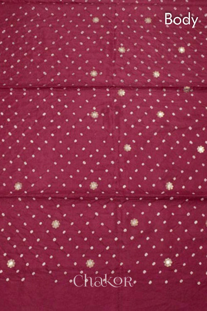 Chakor's traditional Pink bandhani pure silk saree with sequins embroidery