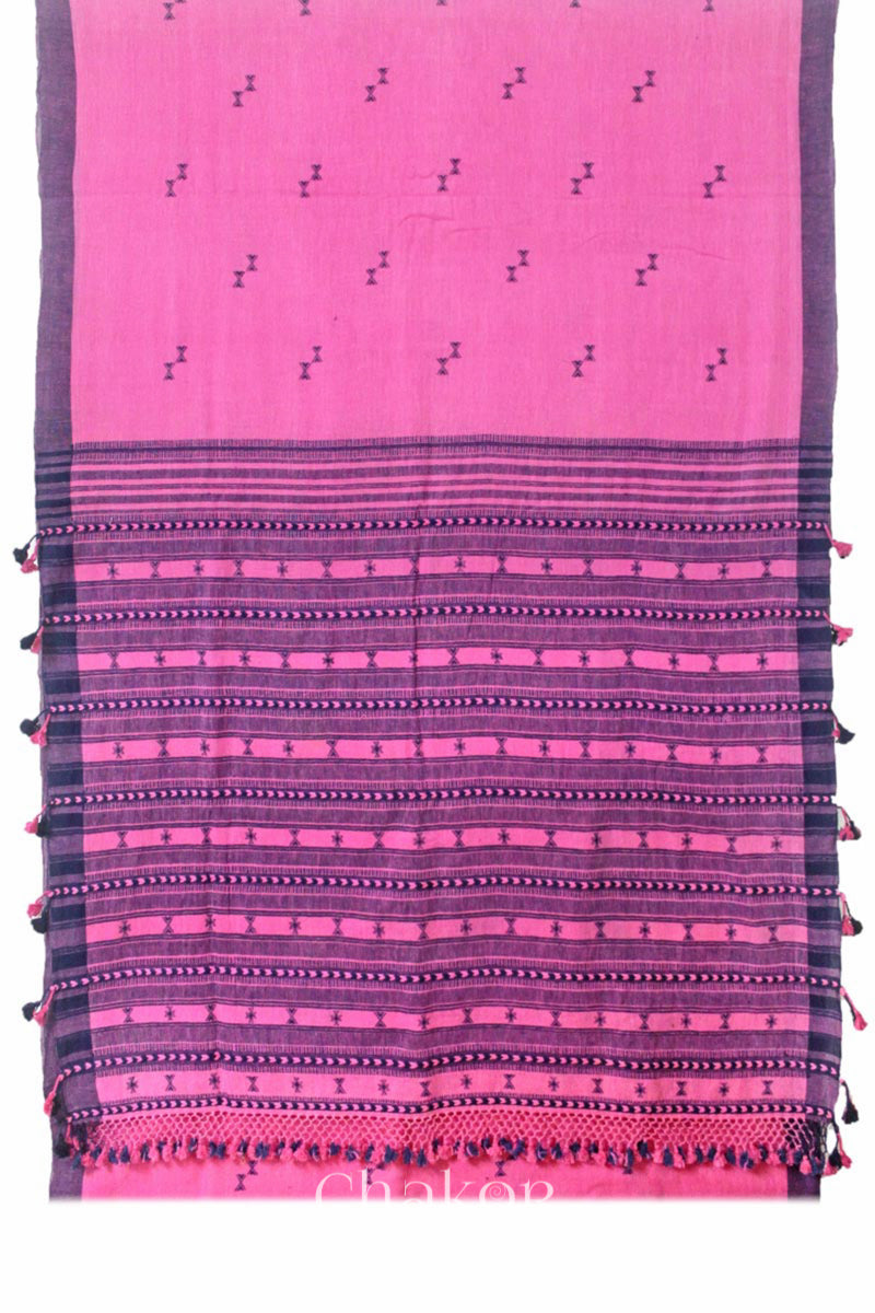 Handloom Pink Bhujodi Kala Organic Cotton Saree by Chakor.