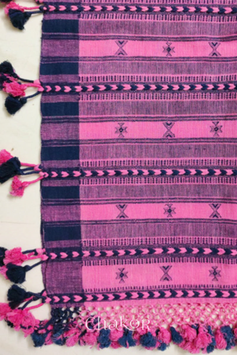 Handloom Pink Bhujodi Kala Organic Cotton Saree by Chakor.