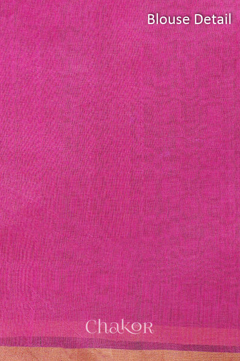 Chakor's Pink Handloom Silk Cotton Saree with woven tissue pallu & delicate sequin work buttis.