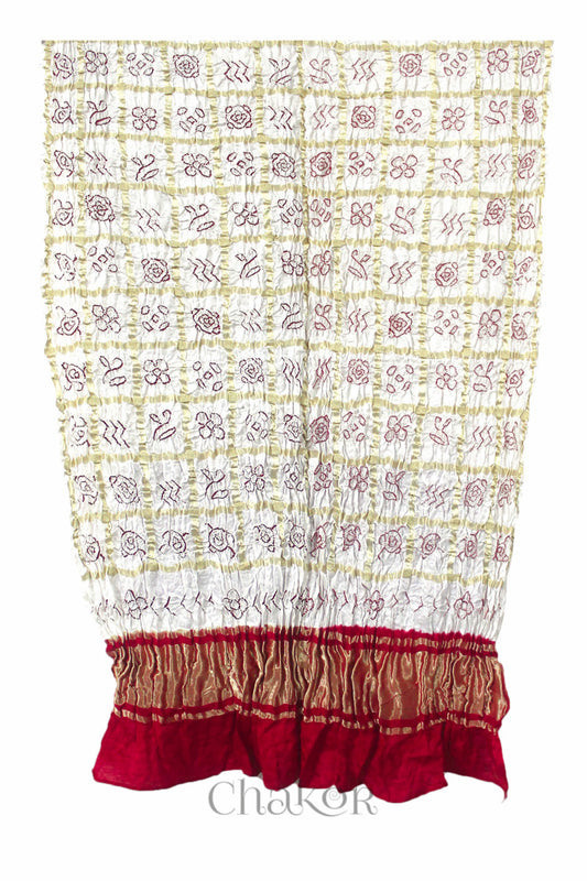 Offwhite Bandhani Gharchola Gaji Silk Dupatta