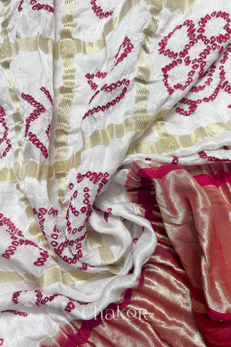 Offwhite Mashru Kurta Set Fabric with Bandhani Silk Dupatta | Kutch Tie Dye