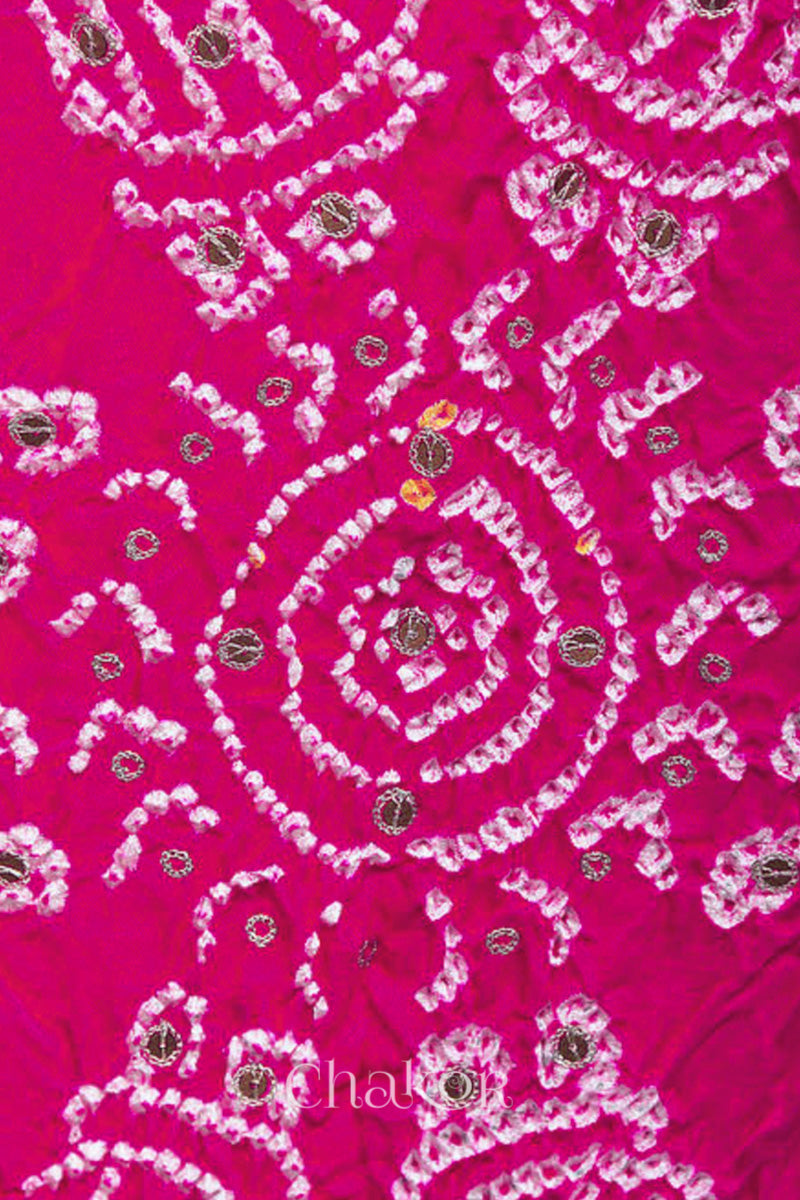 Peach Pink Bandhani Gaji Silk Dupatta