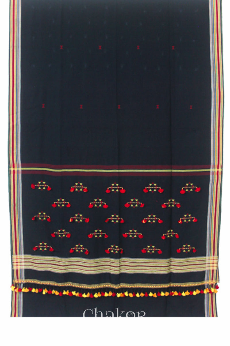 Handloom Black Bhujodi Cotton Saree by Chakor.