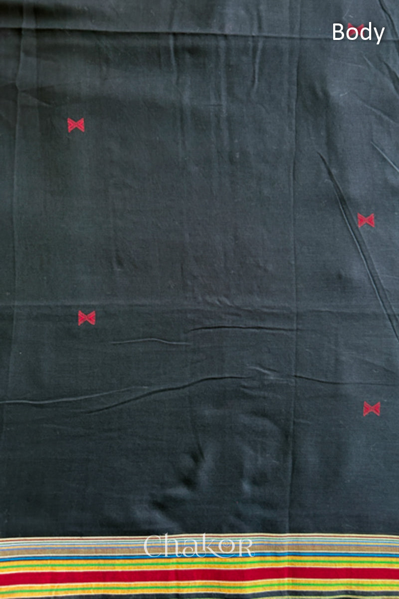 Handloom Black Bhujodi Cotton Saree by Chakor.