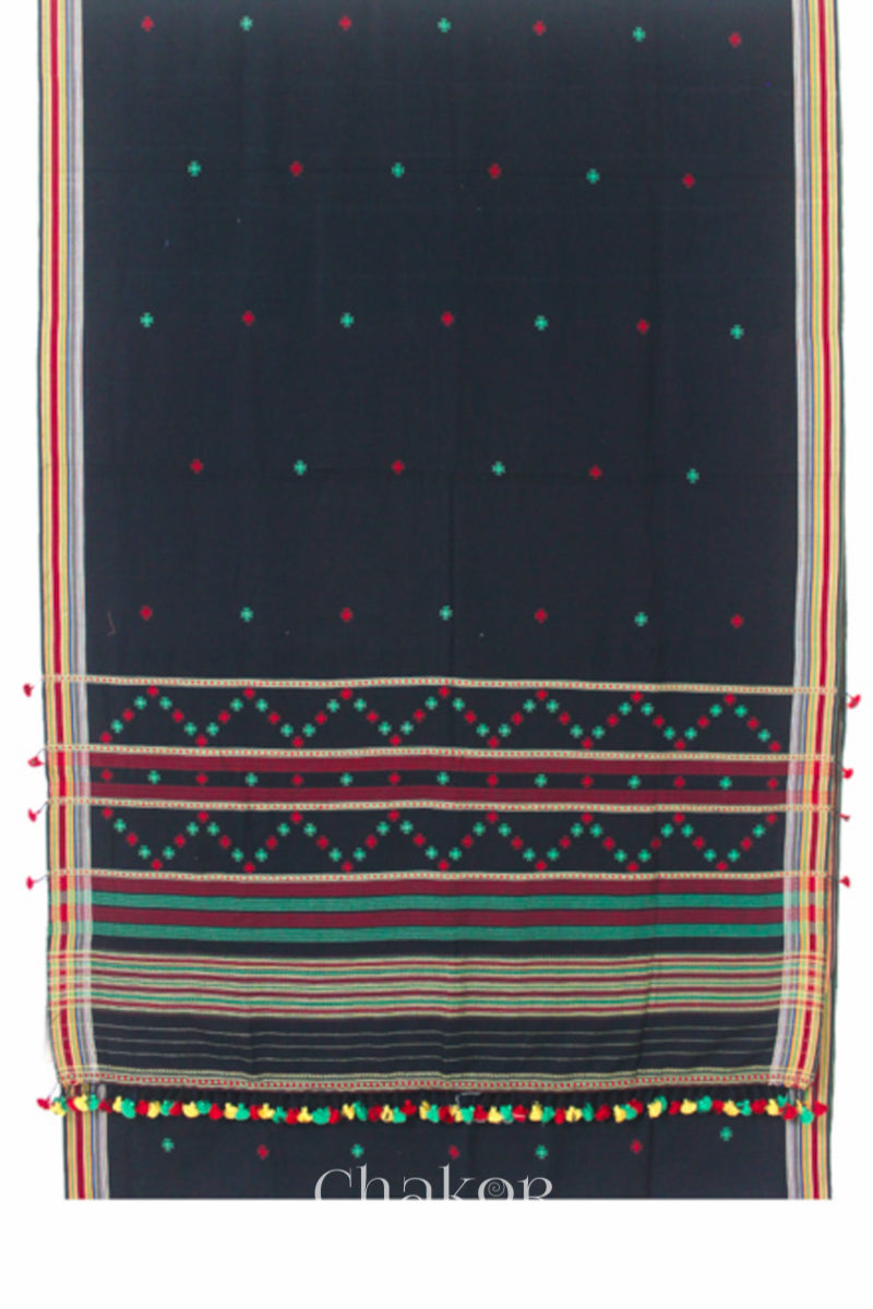 Handloom Black Bhujodi Cotton Saree by Chakor.
