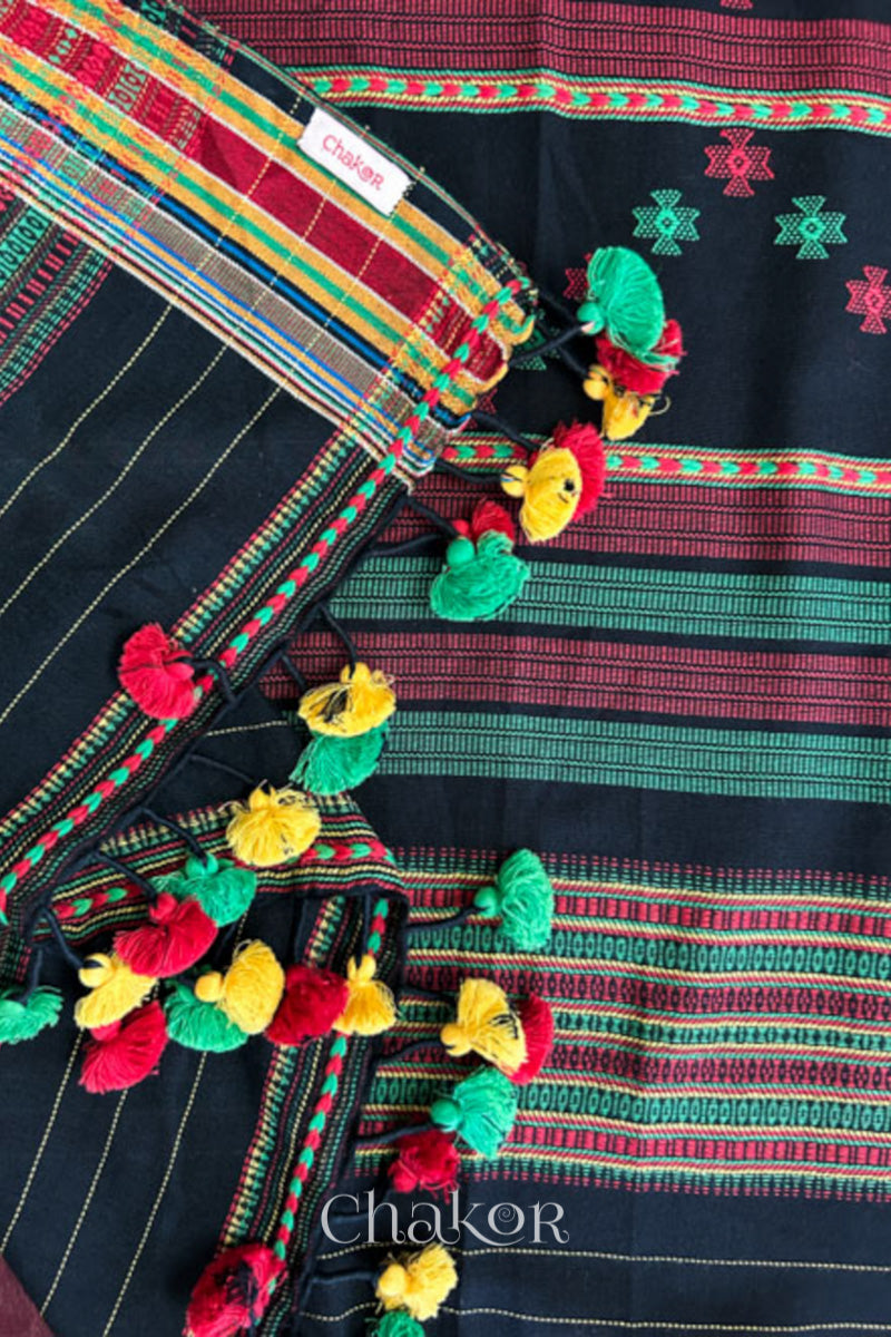 Handloom Black Bhujodi Cotton Saree by Chakor.