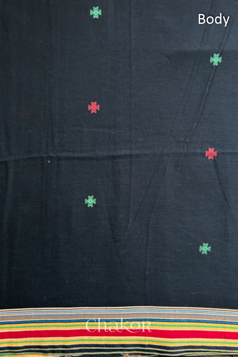 Handloom Black Bhujodi Cotton Saree by Chakor.