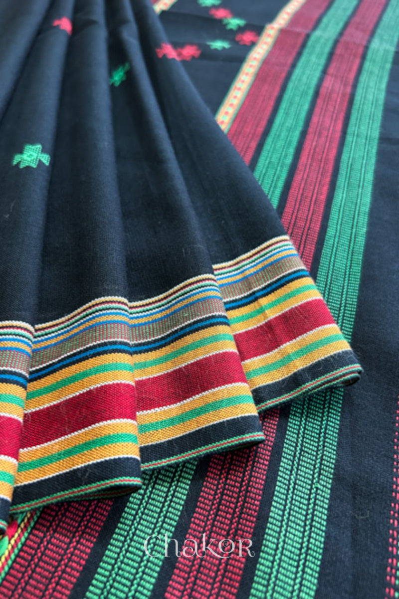 Handloom Black Bhujodi Cotton Saree by Chakor.