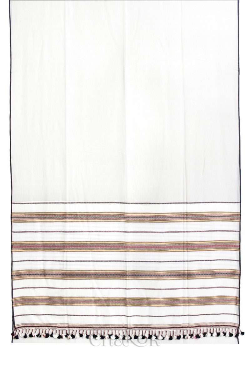 Handloom Off-white Bhujodi Cotton Saree by Chakor.