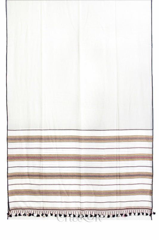 Handloom Off-white Bhujodi Cotton Saree by Chakor.