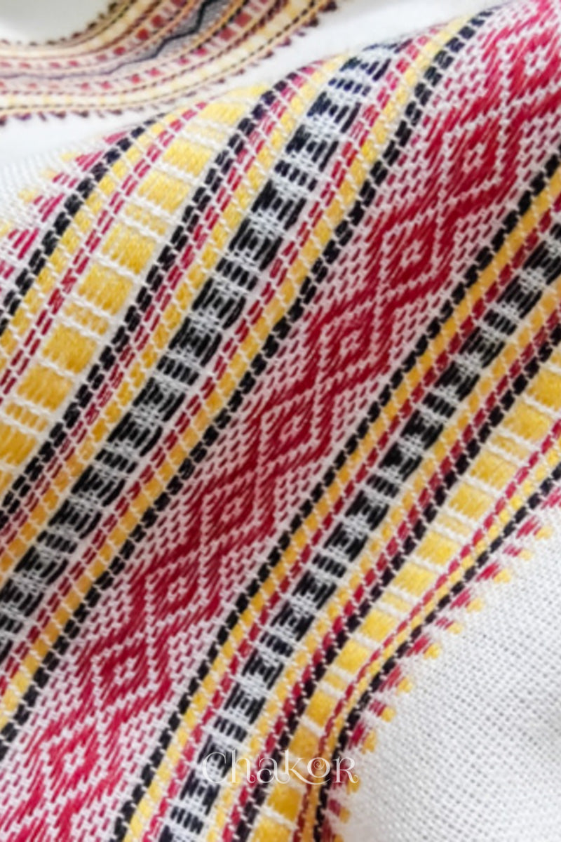 Handloom Off-white Bhujodi Cotton Saree by Chakor.