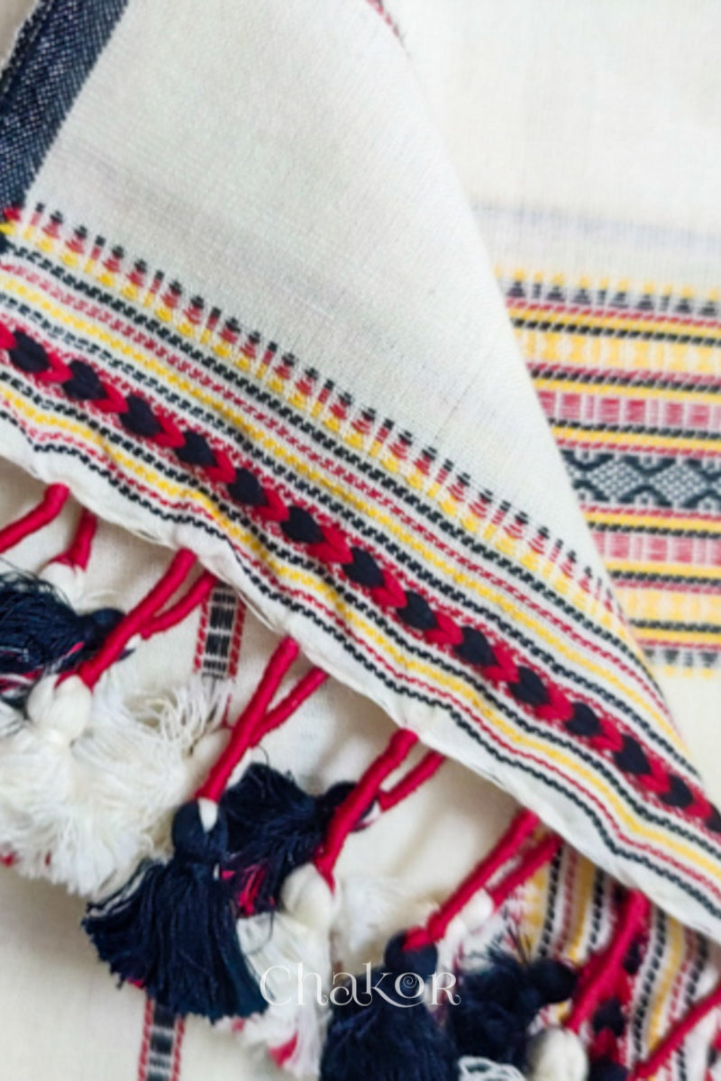 Handloom Off-white Bhujodi Cotton Saree by Chakor.
