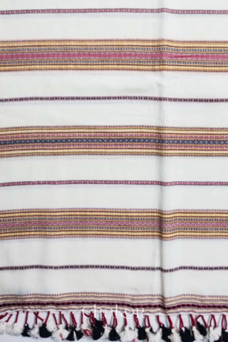 Handloom Off-white Bhujodi Cotton Saree by Chakor.