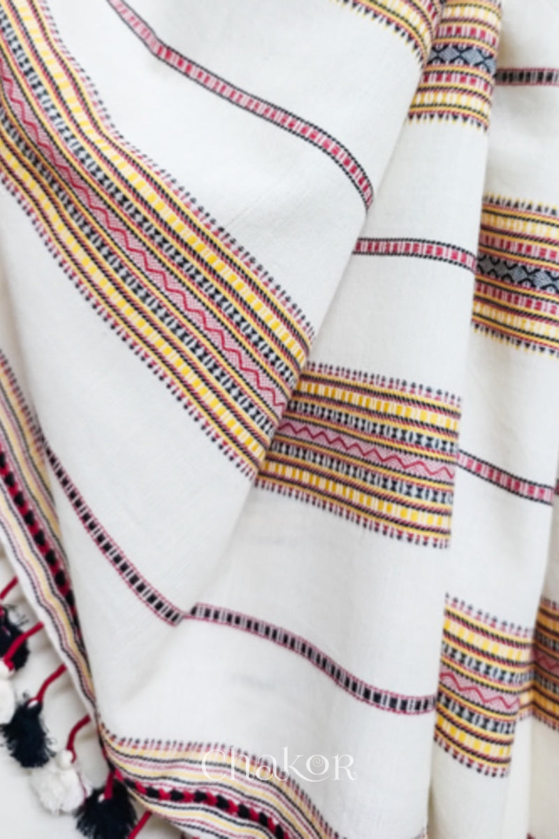 Handloom Off-white Bhujodi Cotton Saree by Chakor.