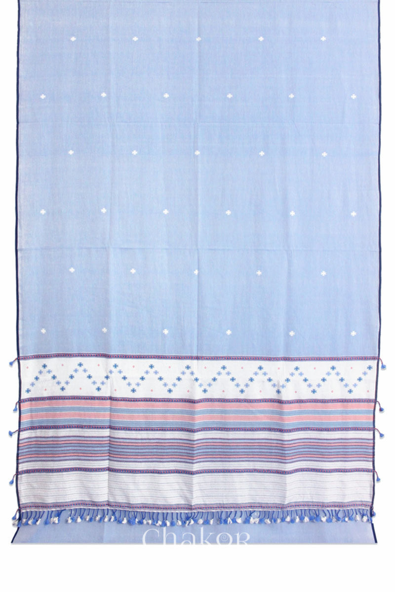 Handloom Blue Offwhite Bhujodi Cotton Saree by Chakor.