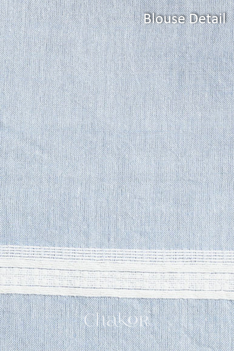 Handloom Blue Offwhite Bhujodi Cotton Saree by Chakor.