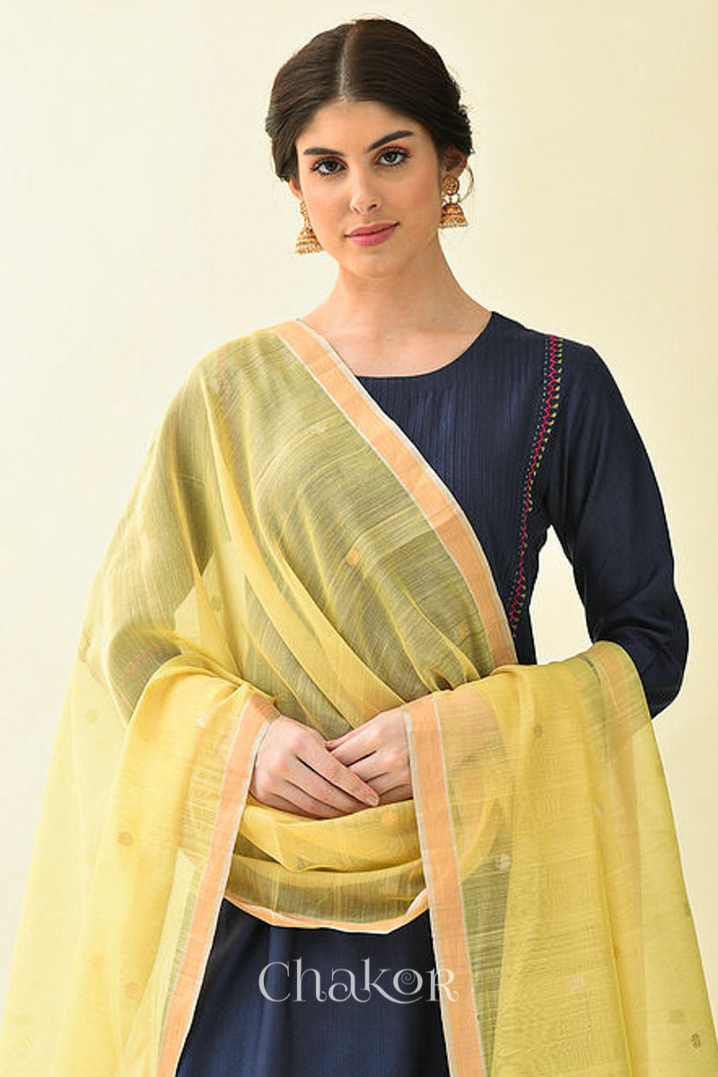 Cream Chanderi Silk Cotton Dupatta