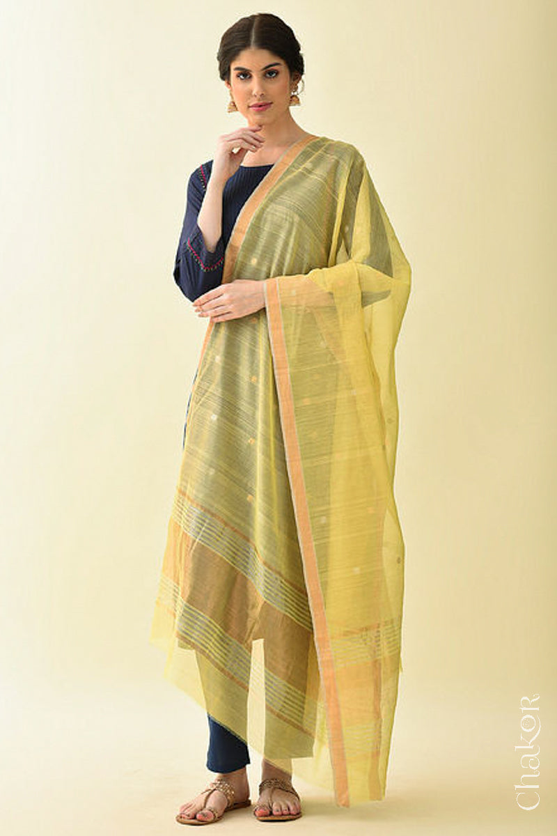 Cream Chanderi Silk Cotton Dupatta