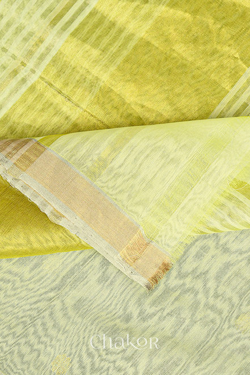 Pale Lime Yellow Chanderi Silk Cotton Dupatta