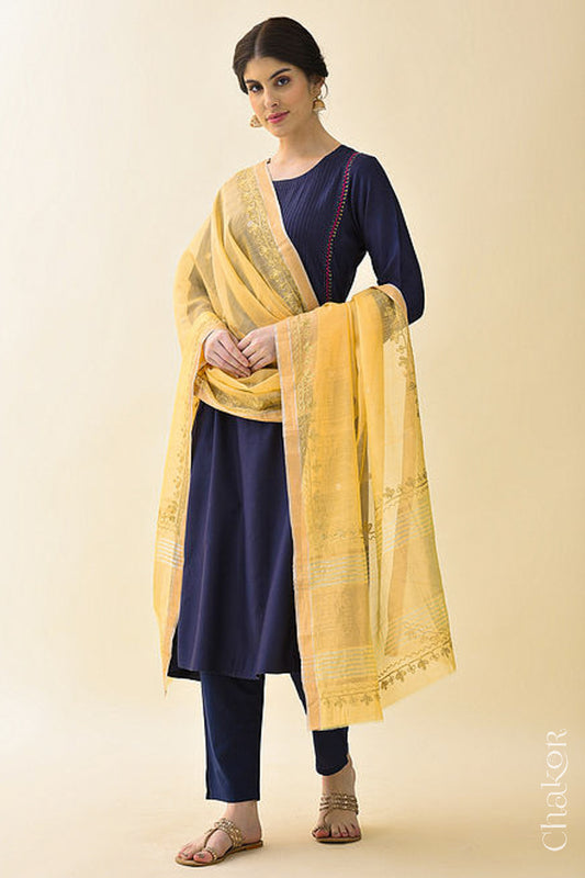 Light Orange Chanderi Silk Cotton Dupatta
