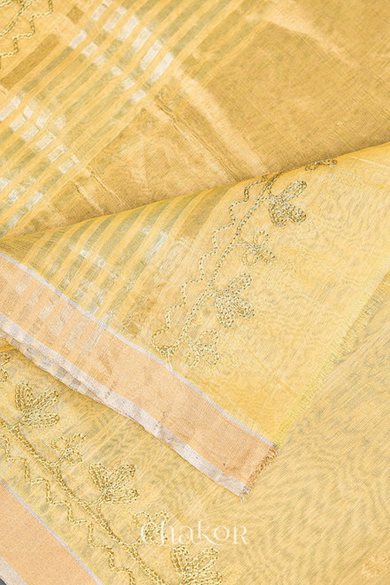 Light Orange Chanderi Silk Cotton Dupatta