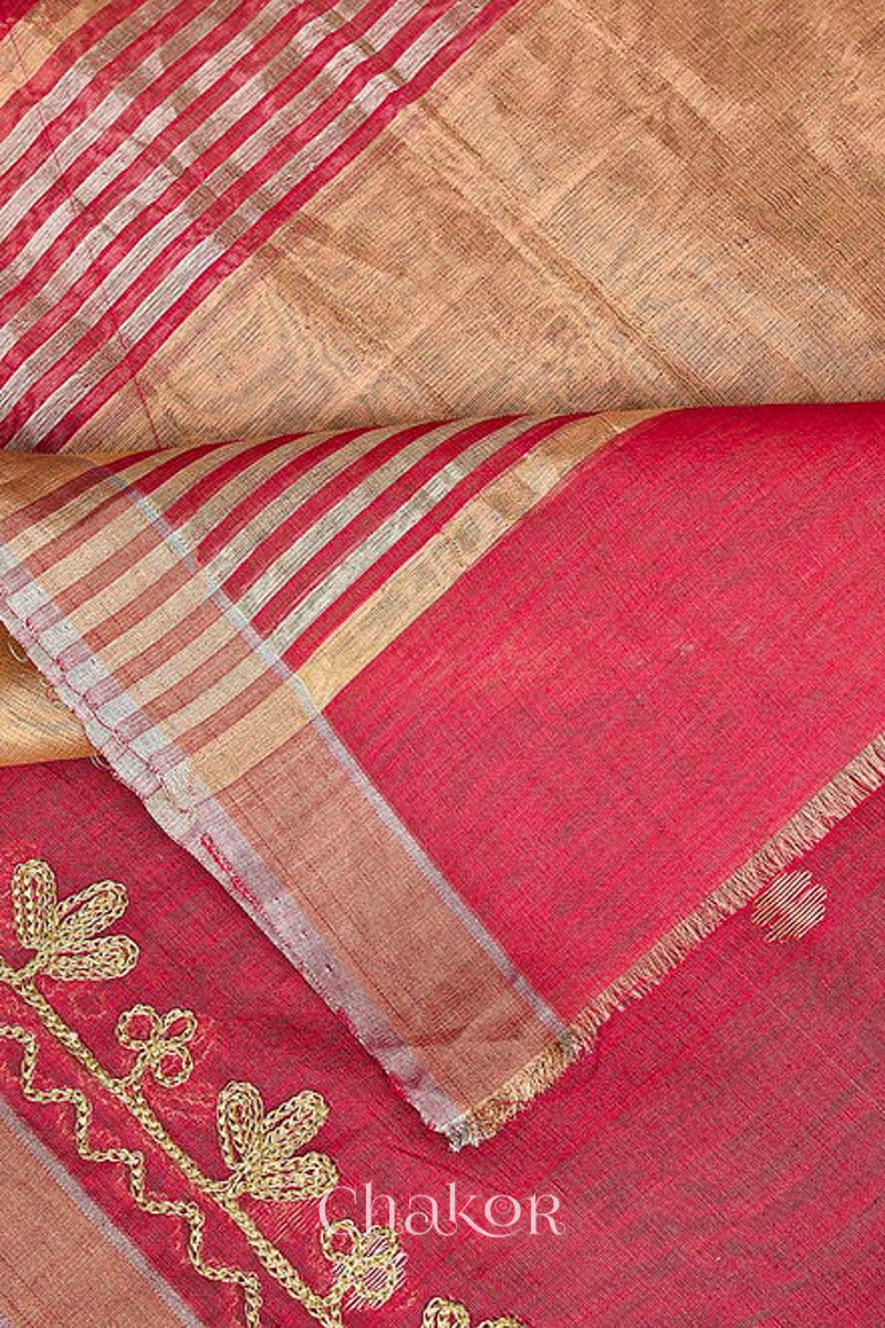 Light Red Chanderi Silk Cotton Dupatta