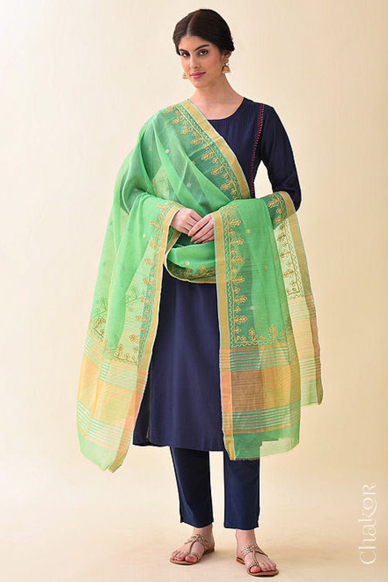 Green Chanderi Silk Cotton Dupatta
