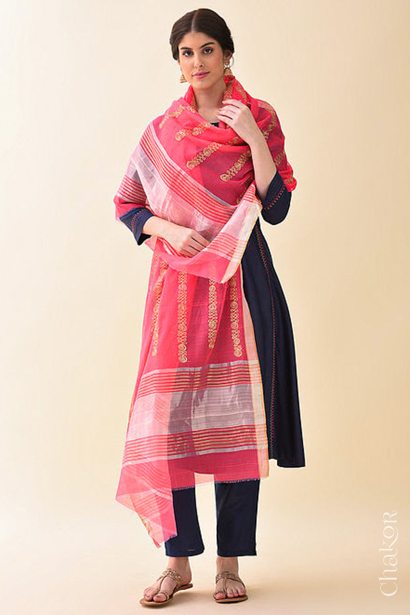Fuschia Chanderi Silk Cotton Dupatta