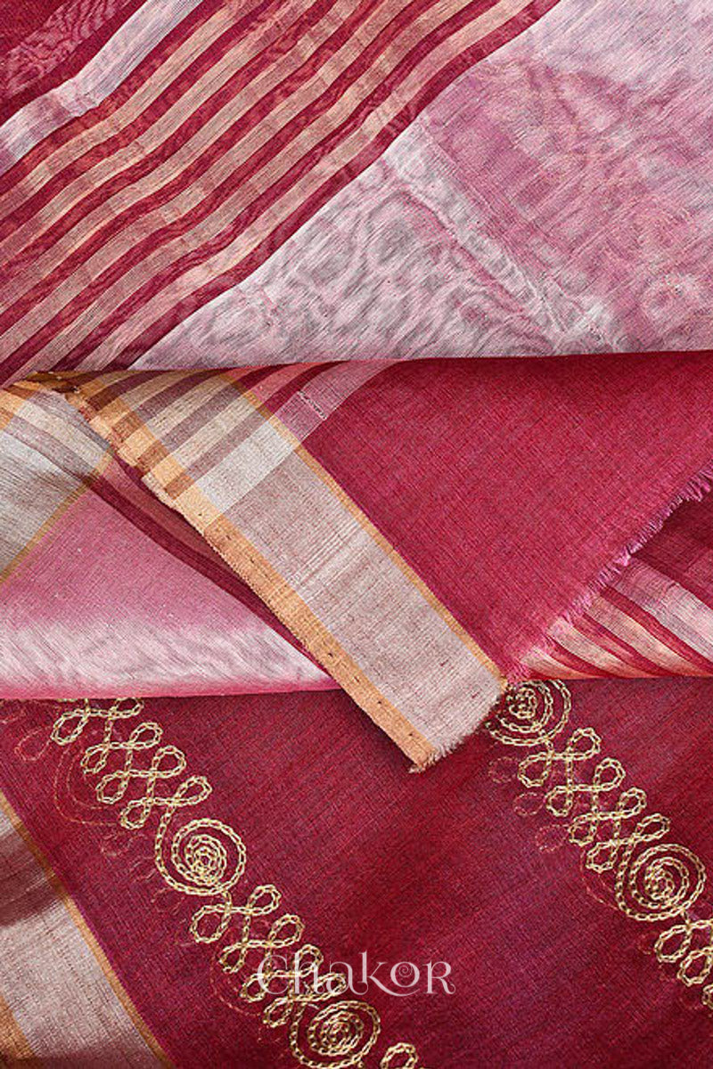 Maroon Chanderi Silk Cotton Dupatta