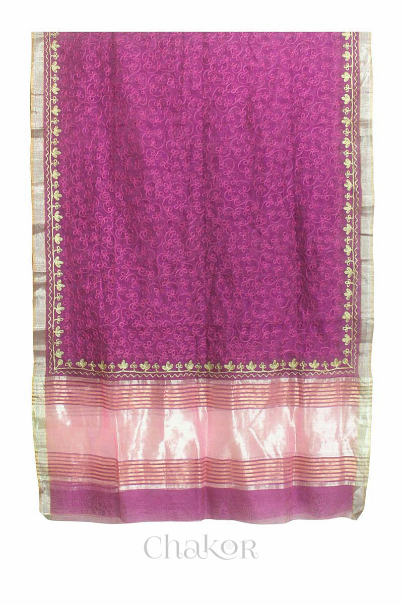 Magenta Chanderi Silk Cotton Dupatta
