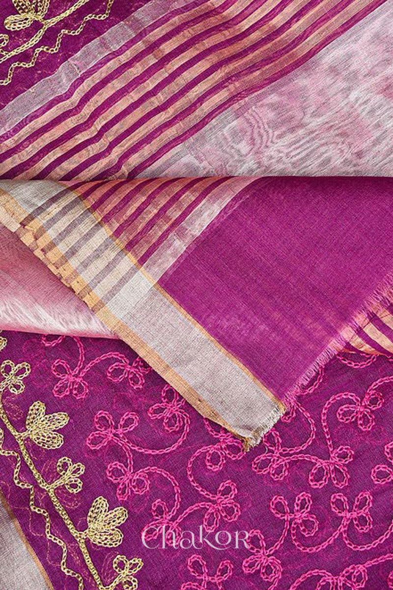 Magenta Chanderi Silk Cotton Dupatta