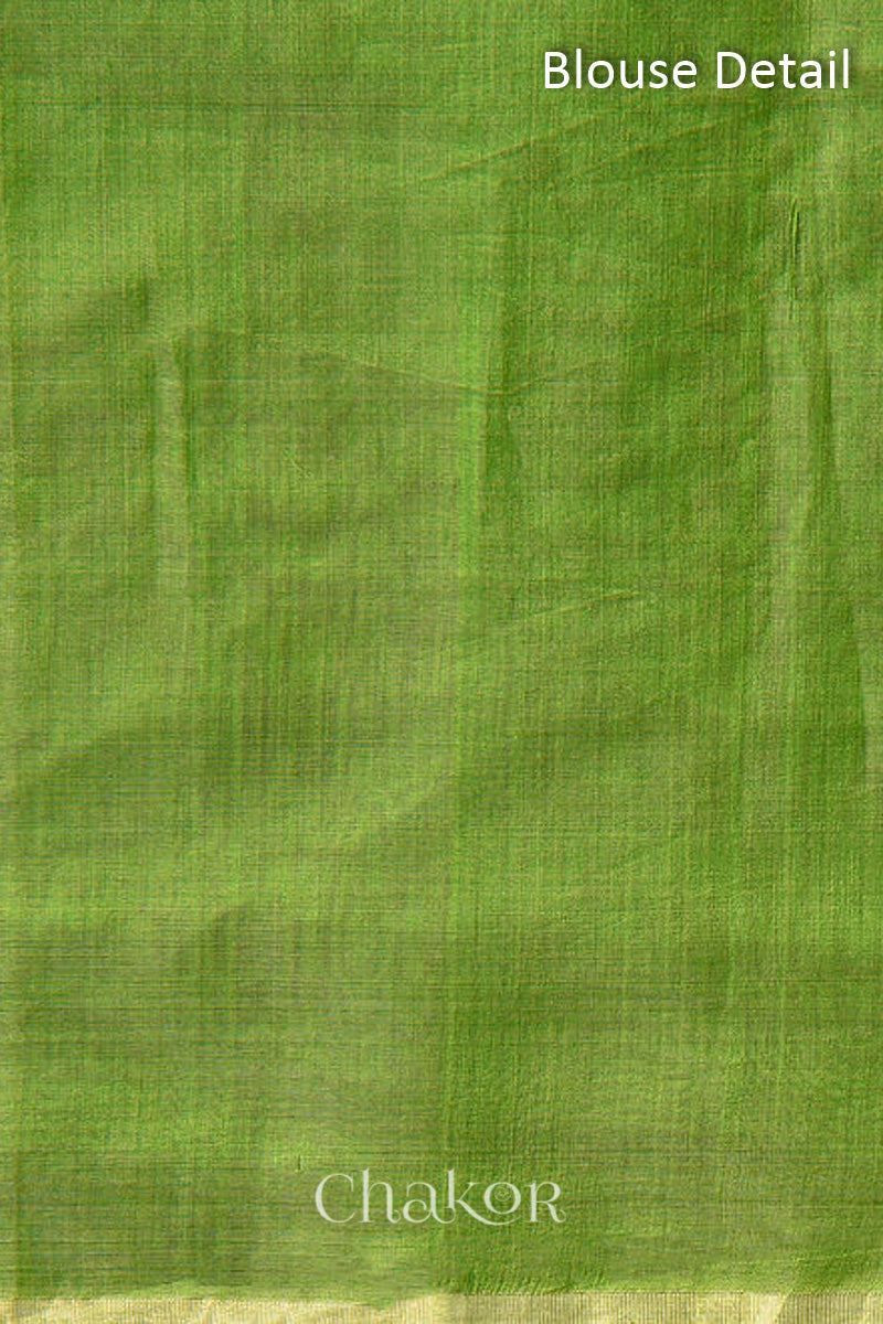 Chakor's Embroidered Mehendi Chanderi silk cotton saree with sequins and mukaish.