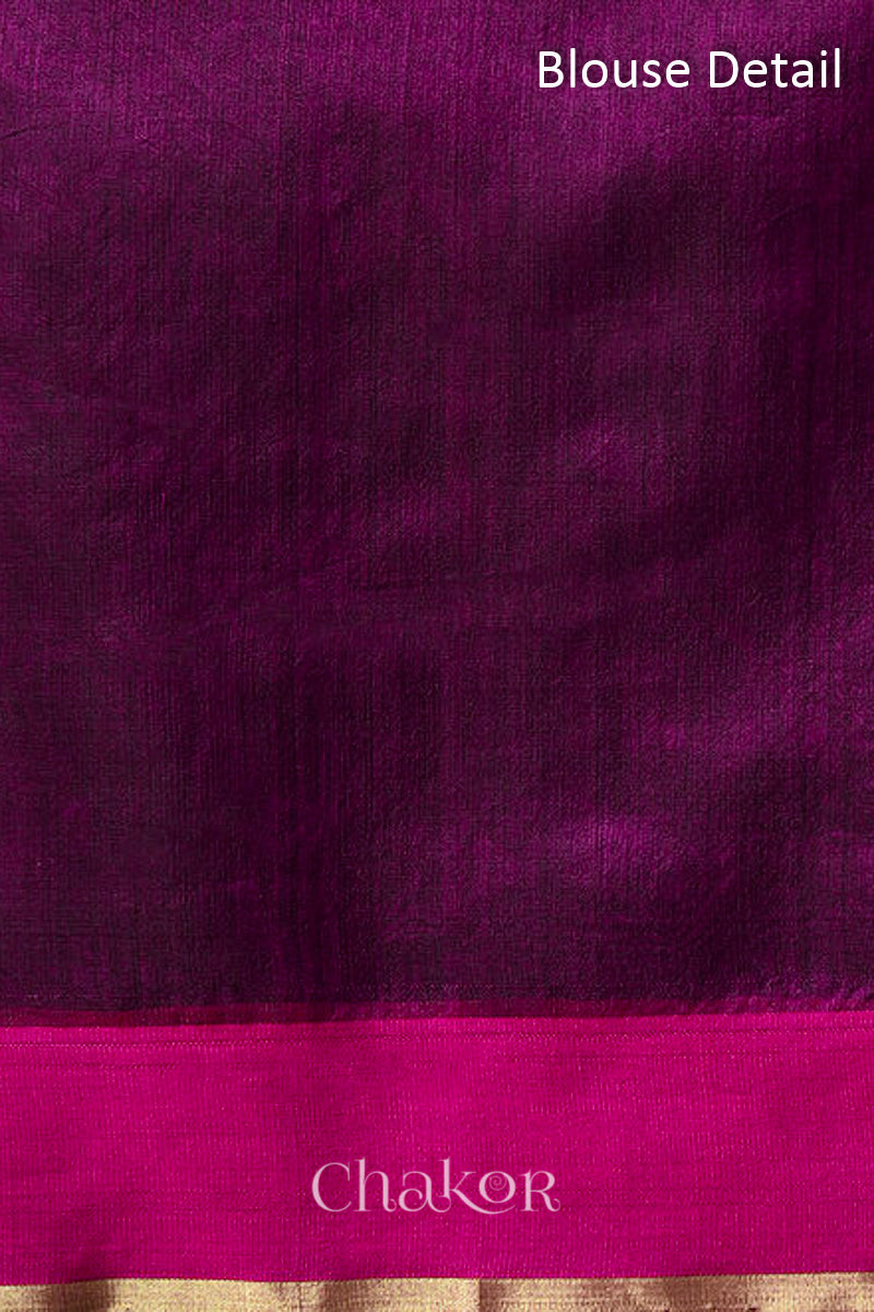 Magenta Chanderi silk cotton blouse piece with woven texture.
