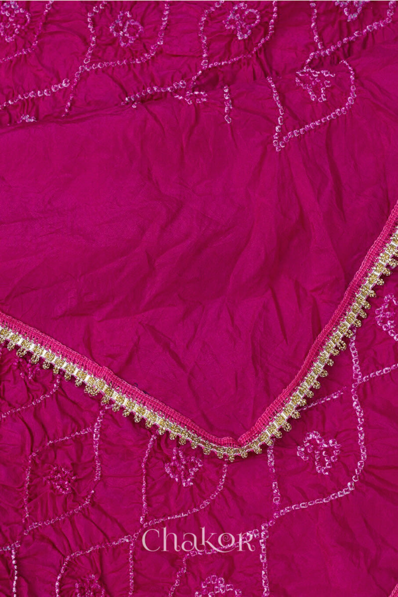 Rani Pink Bandhani Mulberry Silk Dupatta