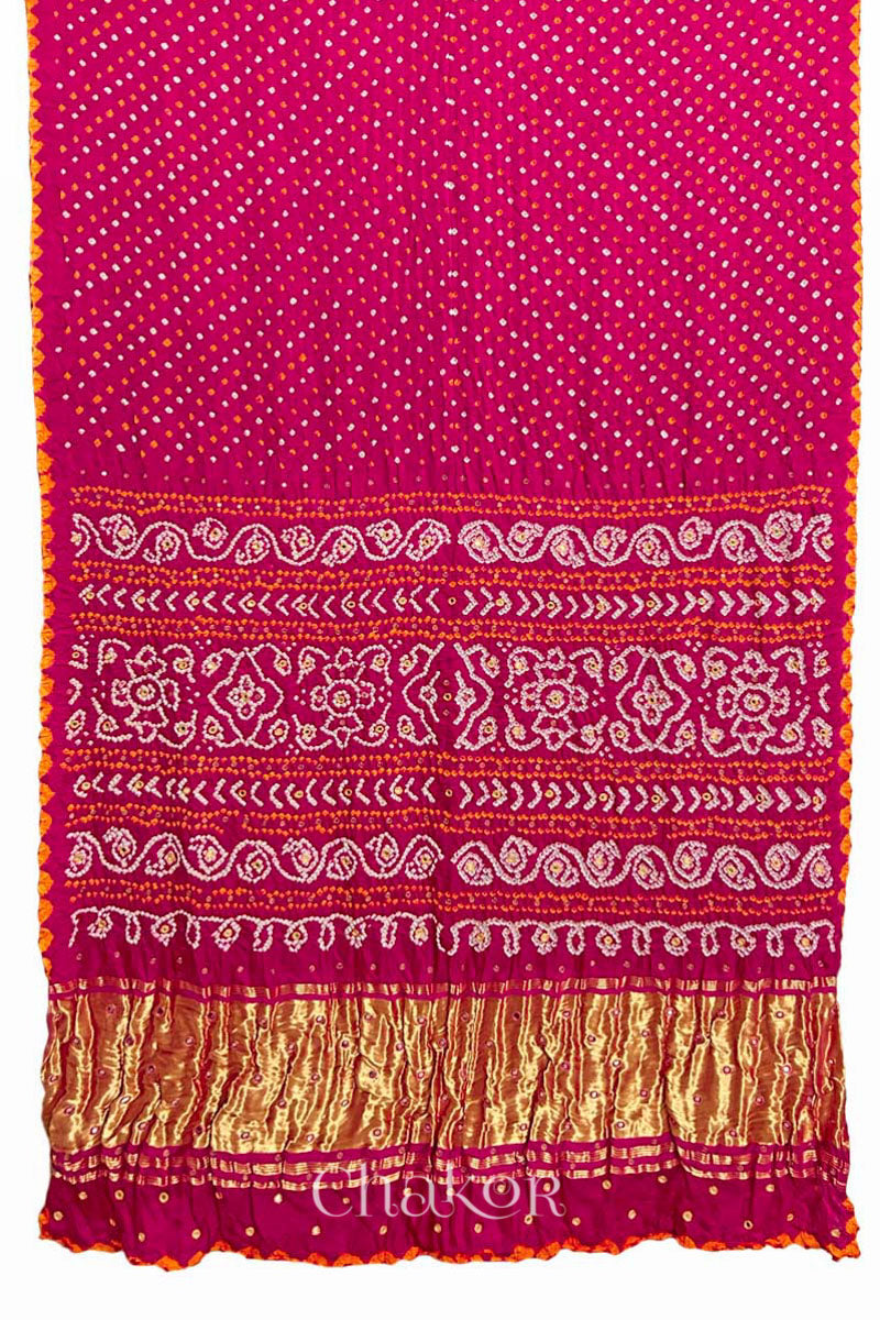 Rani Pink Bandhani Gaji Silk Saree