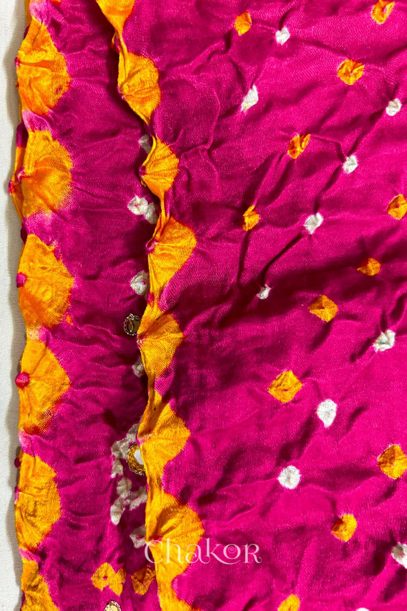 Rani Pink Bandhani Gaji Silk Saree