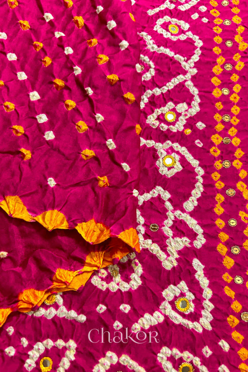 Rani Pink Bandhani Gaji Silk Saree