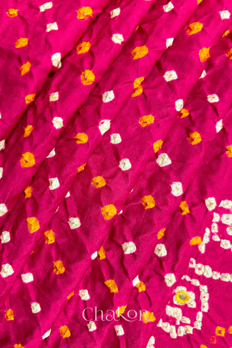Rani Pink Bandhani Gaji Silk Saree