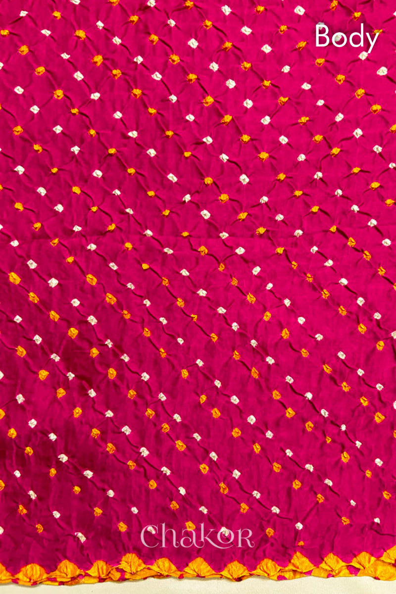 Rani Pink Bandhani Gaji Silk Saree