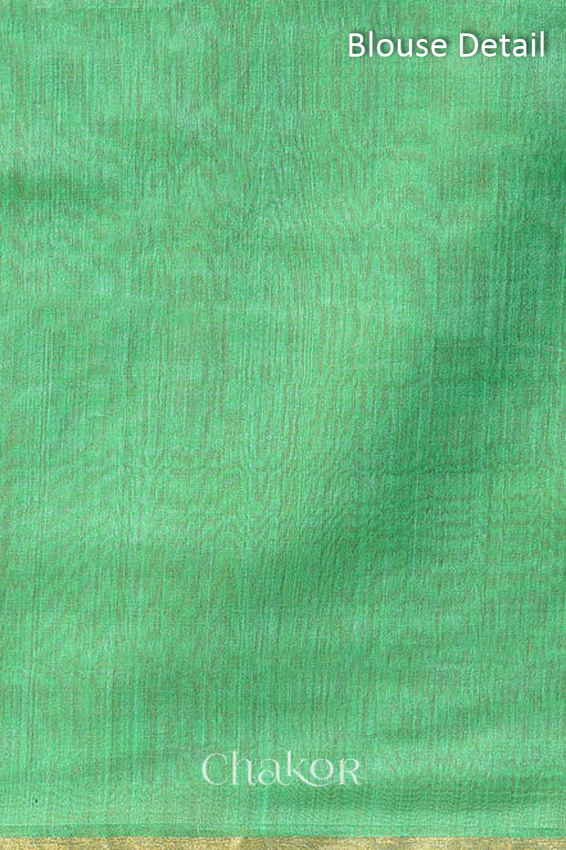 Chakor's Traditional Sea Green Chanderi silk cotton saree with sequins embroidery.