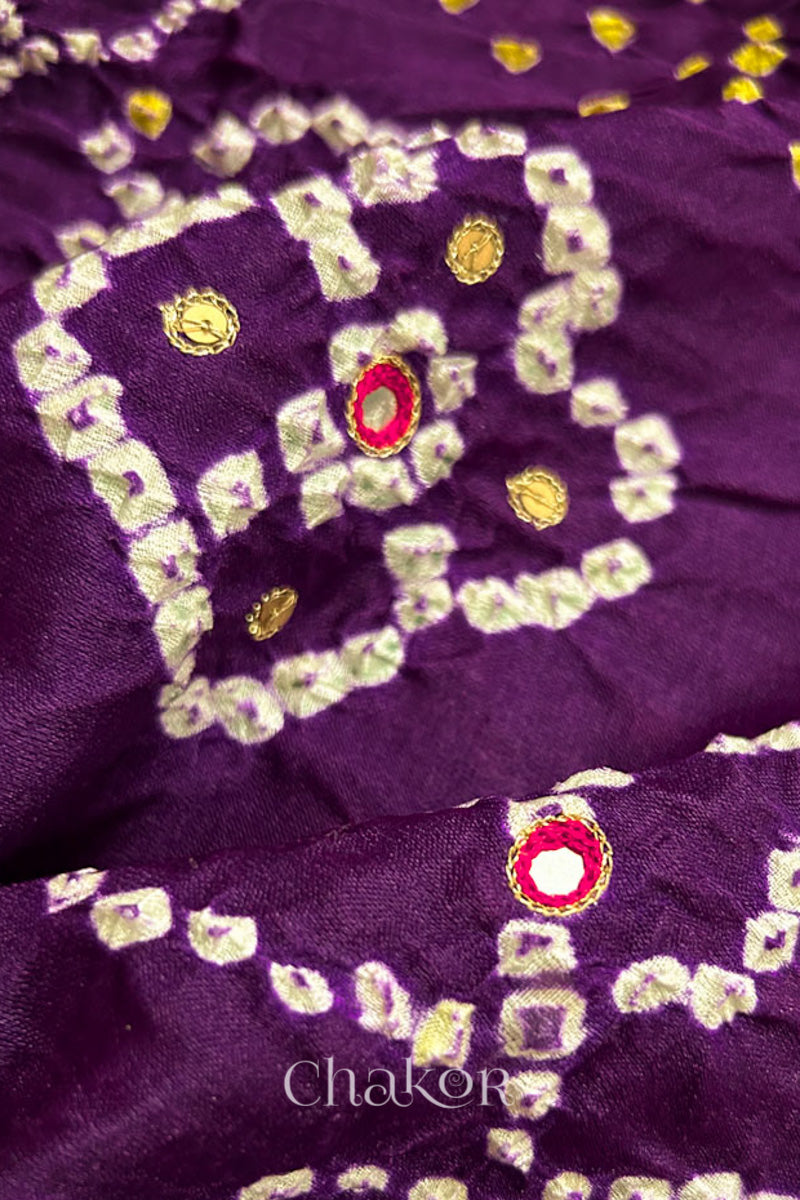 Purple Bandhani Gaji Silk Saree