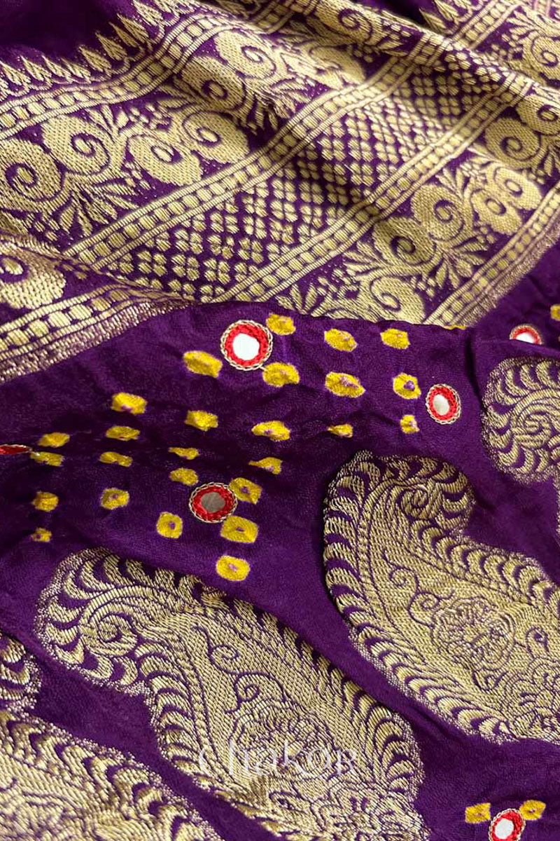 Purple Bandhani Gaji Silk Saree