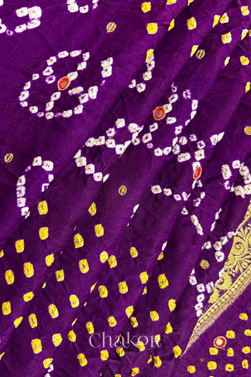 Purple Bandhani Gaji Silk Saree
