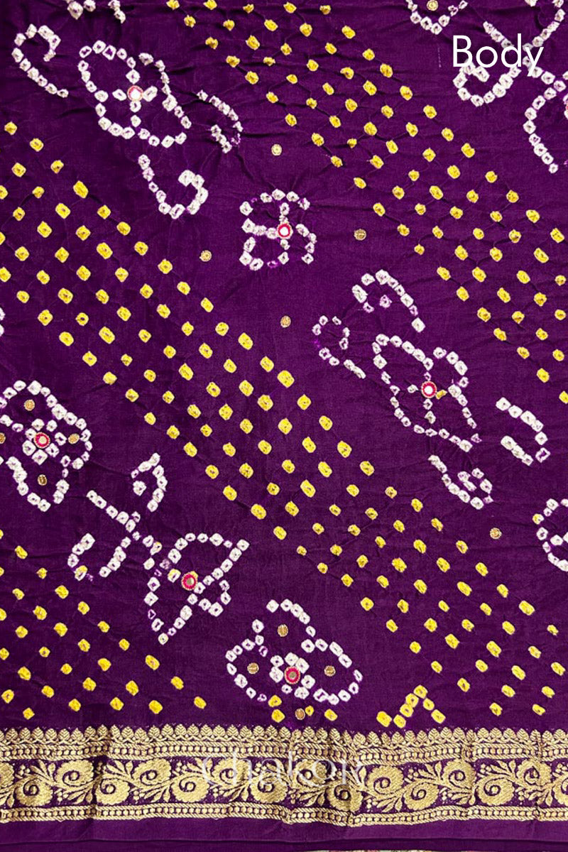 Purple Bandhani Gaji Silk Saree